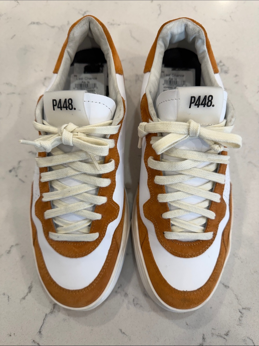 P448 Bali Terra Sneakers White Orange Suede Leather Italy NWT Women's 10 - Picture 5 of 10